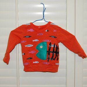 Infant Orange Long Sleeve Shirt with Green Fish